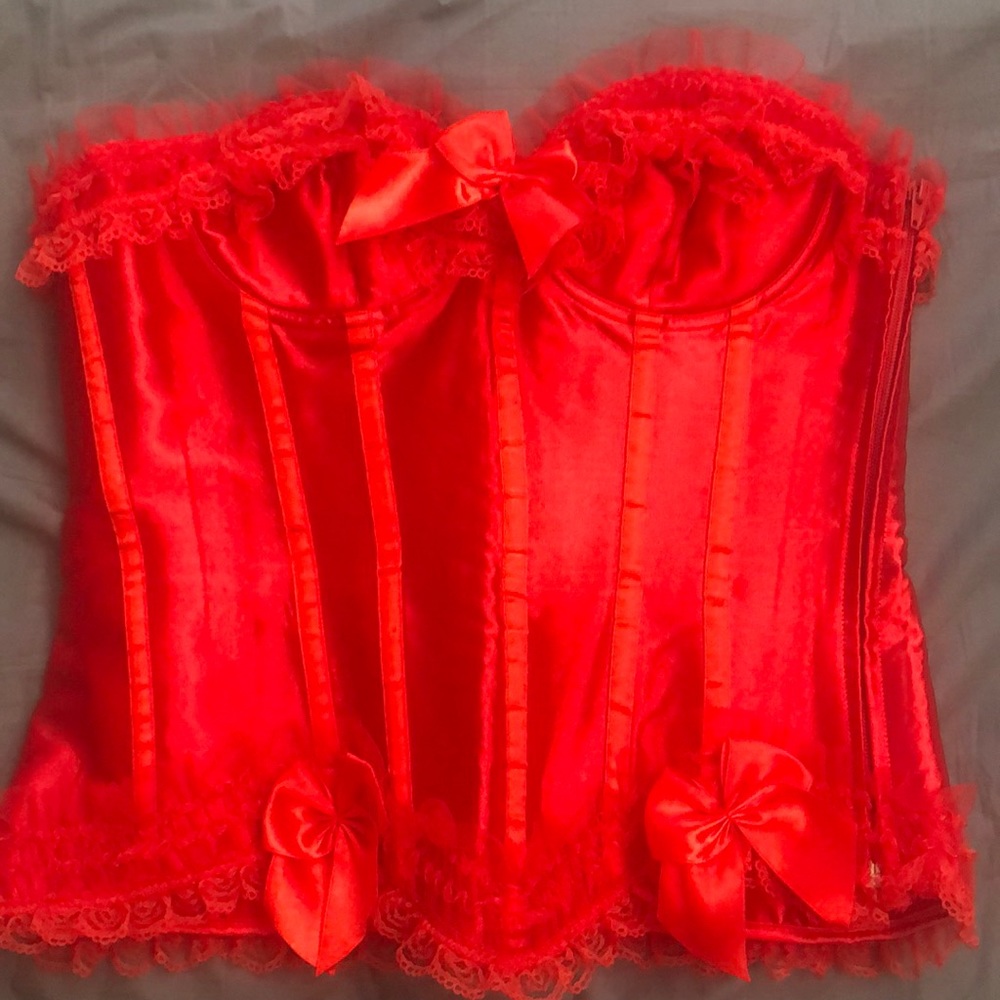 Fully adjustable Red Satin/Lace Corset